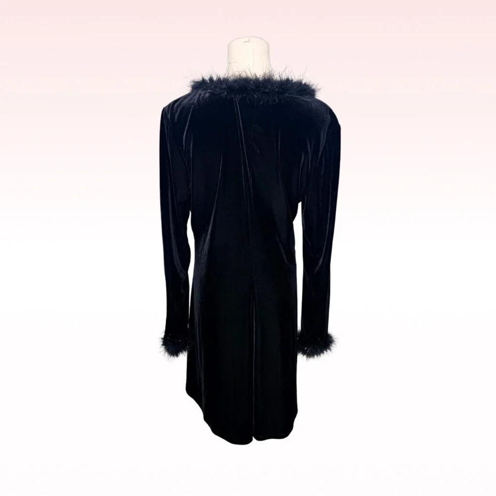 CDC 90s Black Velvet Feather Cardigan Top